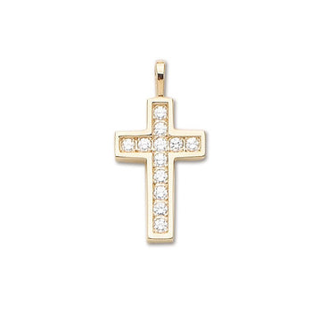 14K Yellow Gold Diamond Cross