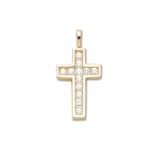 14K Yellow Gold Diamond Cross