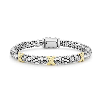 Lagos Sterling Silver and 18K Embrace Triple X Bracelet