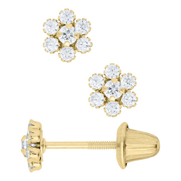 Children's Jewelery 14K Flower Stud Earrings