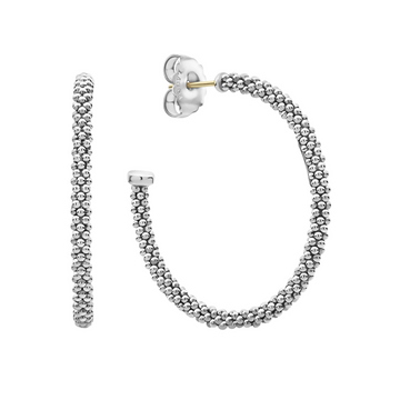 Lagos Sterling Silver Signature Caviar Hoops