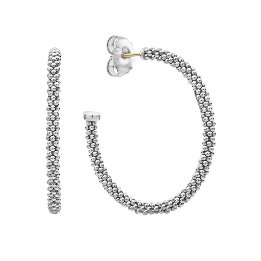 Lagos Sterling Silver Signature Caviar Hoops