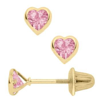 Children's Jewelry 14K Pink Heart Earrings