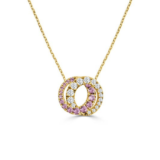 Frederic Sage 14K Yellow Gold Pink Sapphire & Diamond Circle Pendant