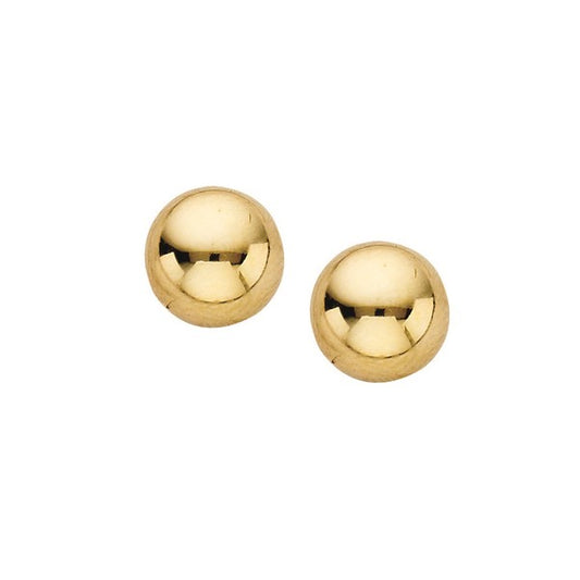 14K Yellow Gold 7mm Polished Ball Stud Earrings