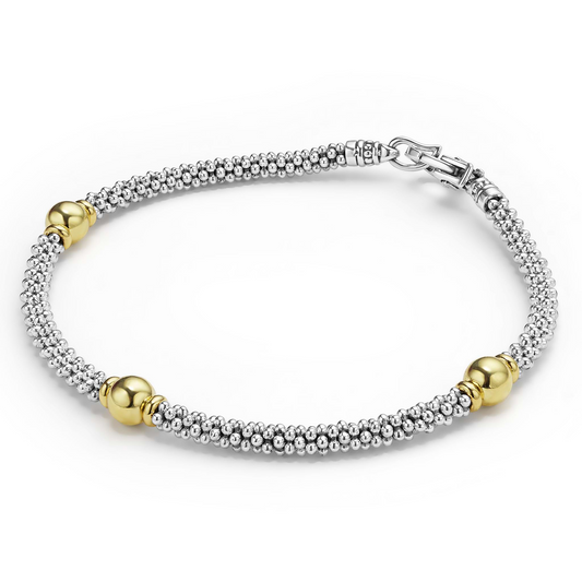 Lagos Sterling Silver & 18K Signature Caviar Station Bracelet
