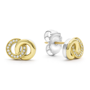 Lagos Sterling Silver & 18K Caviar Interlocking Stud Earrings