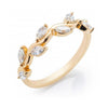 14K Yellow Gold Leaf Motif Marquise Diamond Half Anniversary
