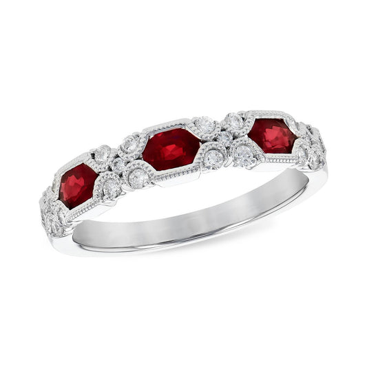 Allison Kaufman 14K White Gold Ruby and Diamond Ring
