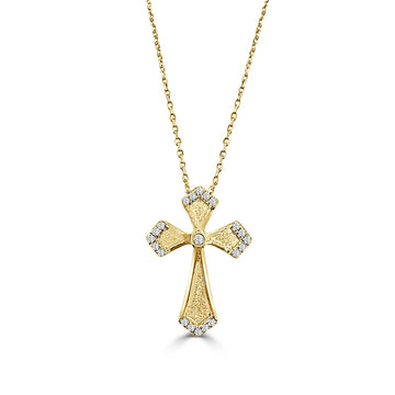 Frederic Sage 14K Yellow Gold Diamond & Satin Cross Necklace