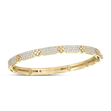 Roberto Coin 18K Yellow Gold Love in Verona Pave & Flower Bangle