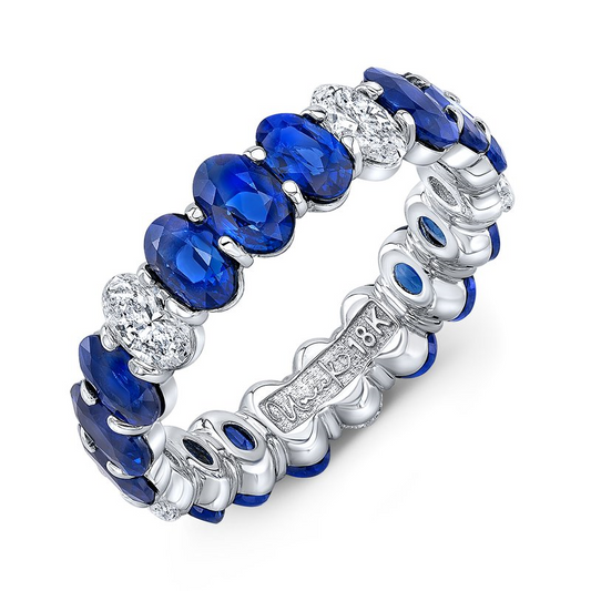 18K White Gold Sapphire and Diamond Eternity Band