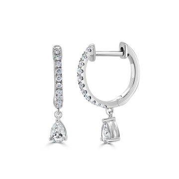 Sabrina Designs 14K White Gold Pear Shape Drop Diamond Huggies