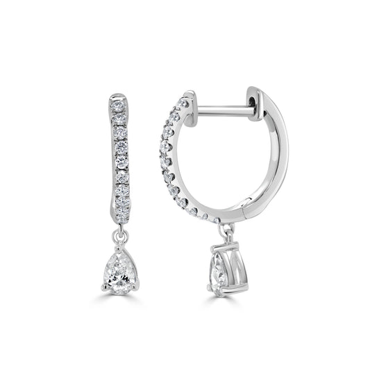 Sabrina Designs 14K White Gold Pear Shape Drop Diamond Huggies