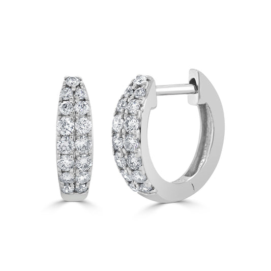 Sabrina Designs 14K White Gold Double Row Tapered Diamond Huggies