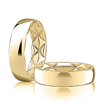 A. Jaffe 14K Yellow Gold 6mm Quilted Interior Wedding Band