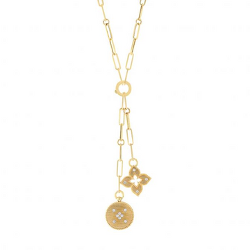 Roberto Coin 18K Yellow Gold Venetian Princess Double Medallion Diamond Necklace