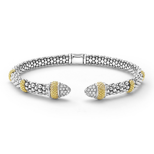 Lagos Two-Tone Caviar Lux Diamond Versa Torque Bracelet
