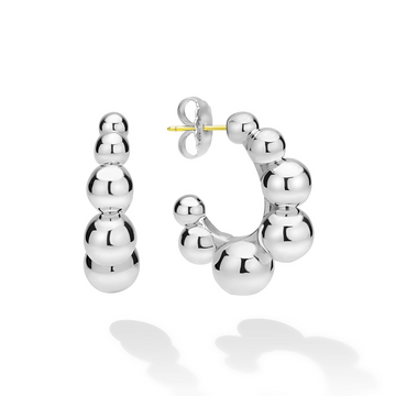 Lagos Sterling Silver Caviar Bubbly Electroform Beaded J-Hoops