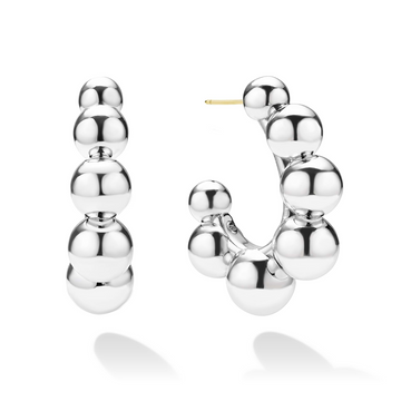 Lagos Sterling Silver Caviar Bubbly 32mm Beaded Hoops
