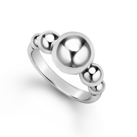 Lagos Sterling Silver Caviar Bubbly Graduated Ring