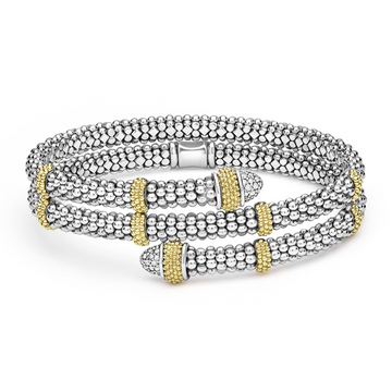 Lagos Sterling Silver & 18K Diamond Signature Caviar Versa Wrap Bracelet