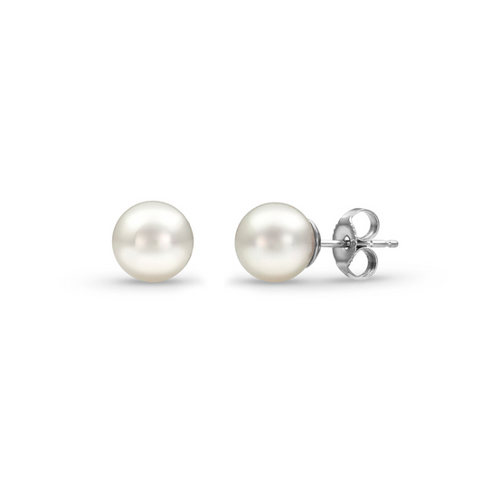 14K White Gold 5.0-5.5mm Akoya Pearl Studs