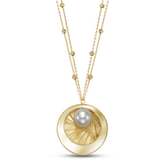 Mastoloni 14K Yellow Gold Radiant Pearl Double-Chain Pendant