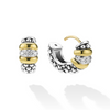 Lagos Sterling Silver & 18K Signature Caviar Beaded Diamond Huggies