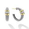 Lagos Sterling Silver & 18K Signature Caviar Beaded Diamond 23mm Hoops