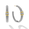 Lagos Sterling Silver & 18K Signature Caviar Beaded Diamond 40mm Hoops