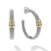 Lagos Sterling Silver & 18K Signature Caviar Beaded Diamond 40mm Hoops