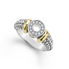 Lagos Sterling Silver & 18K Signature Diamond Circle Caviar Ring