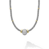Lagos Sterling Silver & 18K Signature Oval Caviar Diamond Necklace