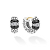 Lagos Sterling Silver Black Caviar Ceramic & Diamond Huggies