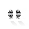 Lagos Sterling Silver Black Caviar Ceramic & Diamond Huggies