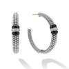 Lagos Sterling Silver Black Caviar Large Ceramic & Diamond Hoops