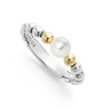 Lagos Sterling Silver and 18K Luna Pearl Ring
