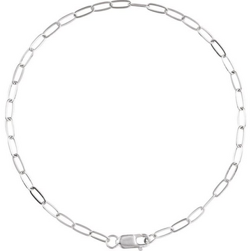 14K White Gold Paperclip Chain Bracelet