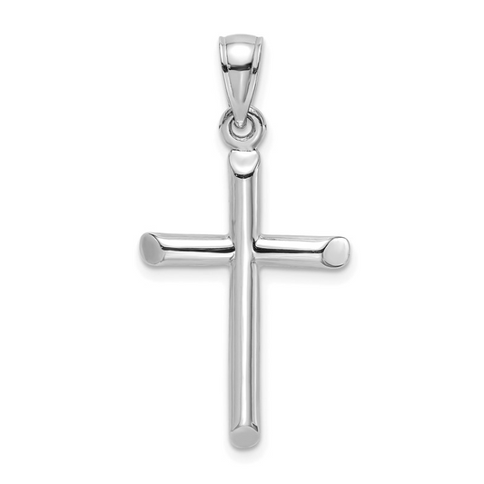 14K White Gold Polished Cylinder Cross