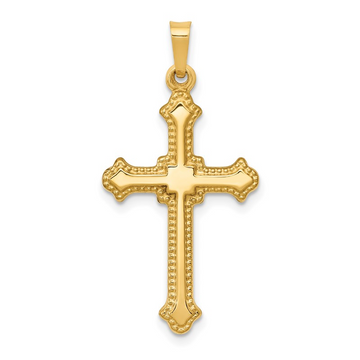 14K Yellow Gold Polished Fleur de Lis Cross