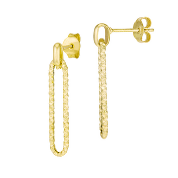 14K Yellow Gold Hammered Interlocking Earrings