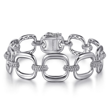 Gabriel & Co. Sterling Silver Pave Bujukan & Cushion Link Bracelet