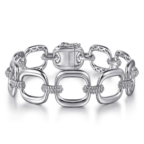 Gabriel & Co. Sterling Silver Pave Bujukan & Cushion Link Bracelet