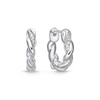 Memoire 18K White Gold Vine Twisted Pave Small Huggies