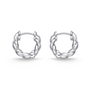 Memoire 18K White Gold Vine Twisted Pave Small Huggies