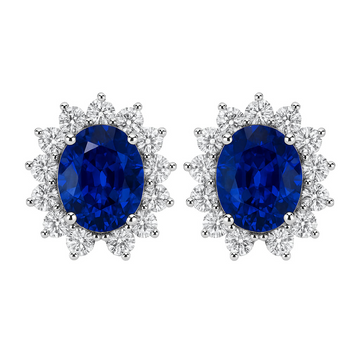 18K White Gold 2.5-Carat Sapphire & Diamond Burst Halo Studs