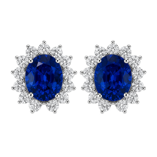 18K White Gold 2.5-Carat Sapphire & Diamond Burst Halo Studs