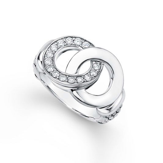 Lagos Large Sterling Silver Interlocking Diamond Ring