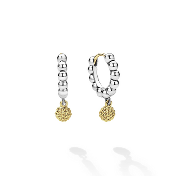 Lagos Sterling Silver & 18K Caviar Beaded Dangle Huggies